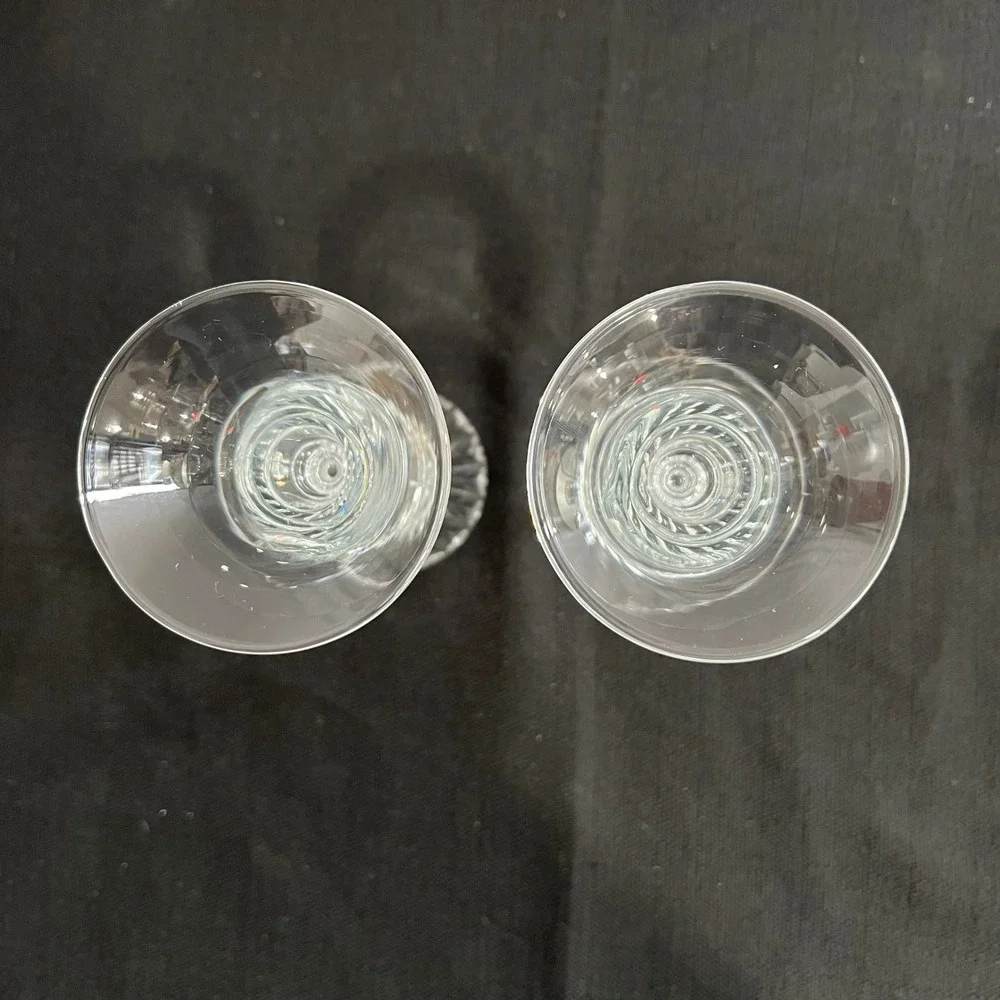 Vintage Clear Fluted Glass Taper Candlestick Holders Set of 2 Trumpet Base 7.25